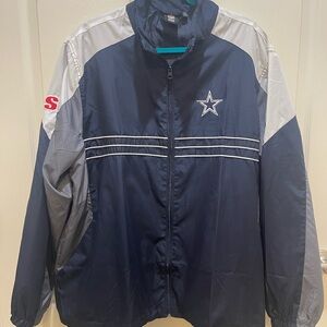NFL Team Apparel Dallas Cowboys SI Reebok Windbreaker Jacket Blue Zip-Up Mens XL